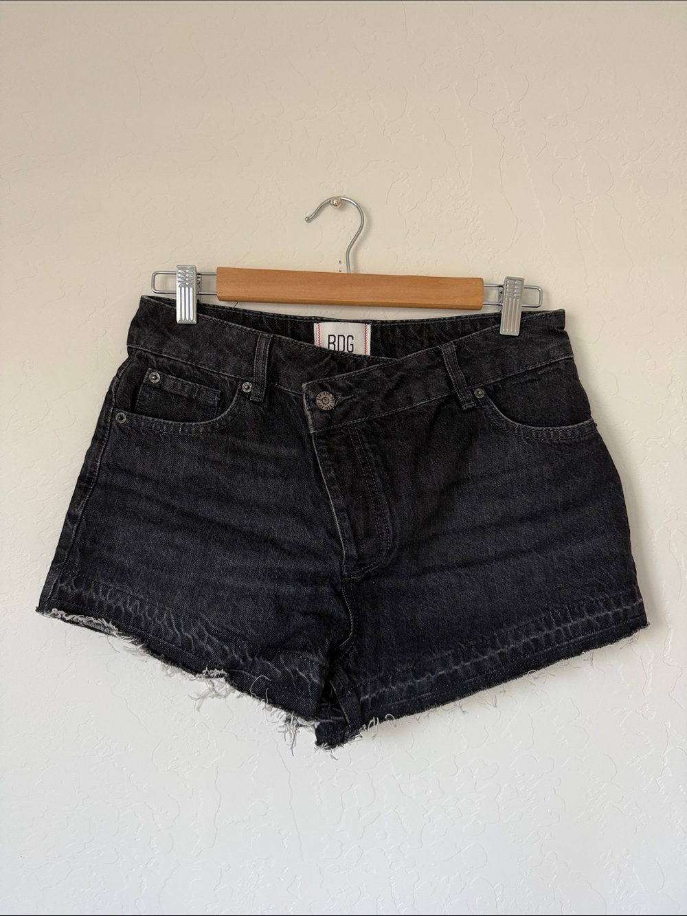 BDG Black Raw-Hem Denim Shorts